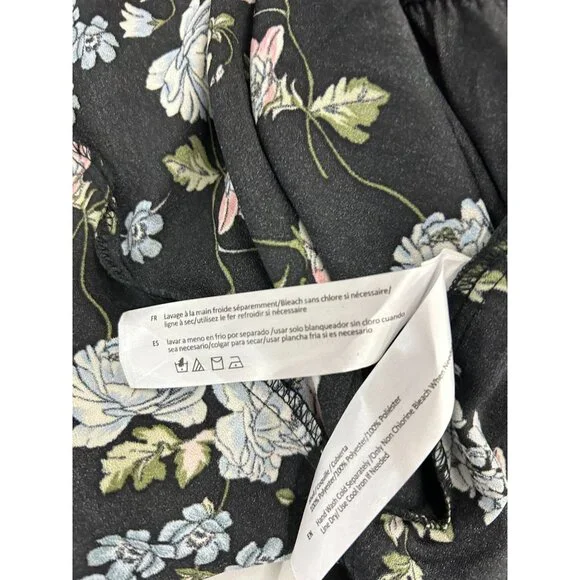 BO.G Collective Floral Wrap Maxi Dress Black/Blue Small With Flutter Sleeves NWT - Picture 16 of 16